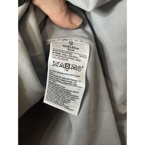 BANANA REPUBLIC Women's Sz XS Sleeveless Ruffled Front Top Gray Windowpane Wool - Picture 6 of 7